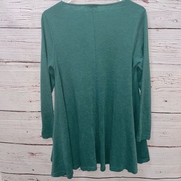Umgee Emerald Green Mini Long Sleeve Layered Tunic Dress - Picture 2 of 4